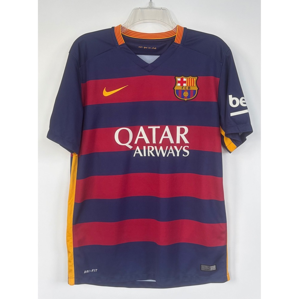 Nike FC Barcelona 2015-16 Home Jersey Mens Small Qatar Airways LFP Soccer Shirt
